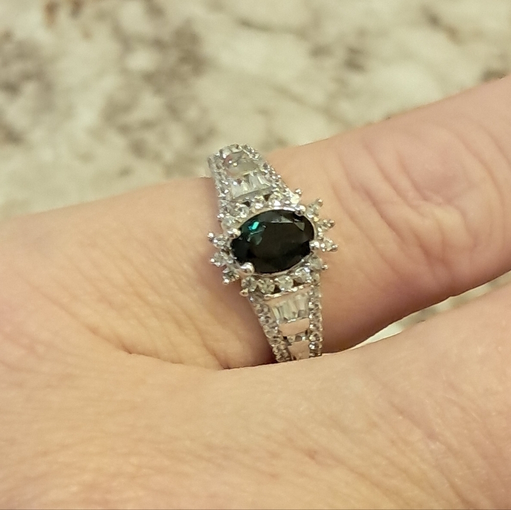 AAA Monte Belo Indicolite and White Zircon Starburst Halo Ring - Picture 4 of 8